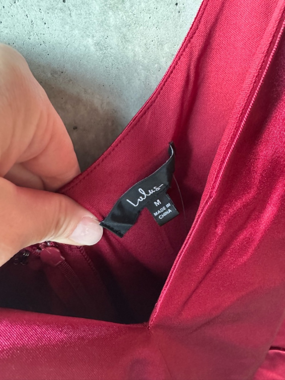Lulu's Satin V-Neck Maxi Dress in Deep Raspberry - Picture 3 of 3